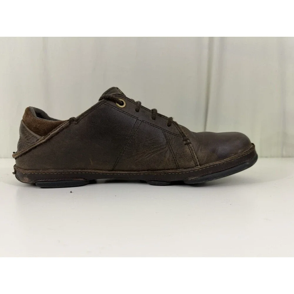 OluKai Hano Men’s Brown Leather Shoes Oxford Lace-Up Sneaker Casual Size 9 EU 42